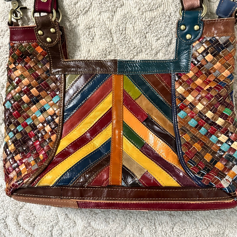 Ameri Leather Shoulder Bag Multi-Colored Purse Ha… - image 4